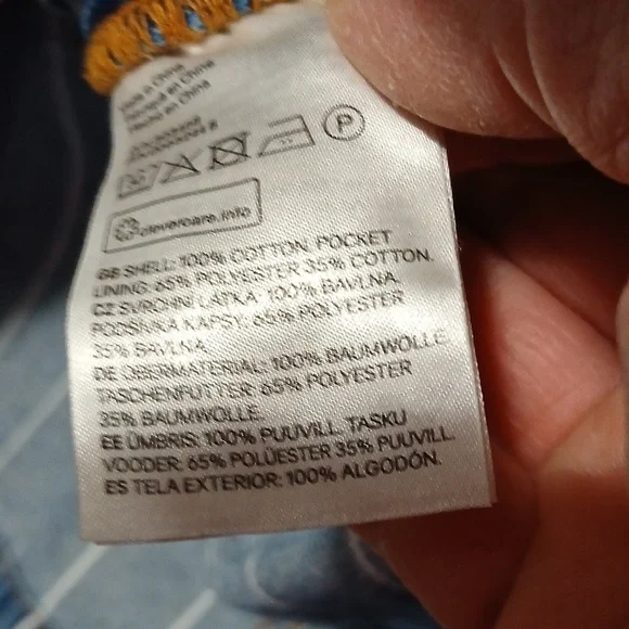 Divided Striped Blue Denim Overall Skirt Women's size 8  80's Utility - Picture 7 of 7